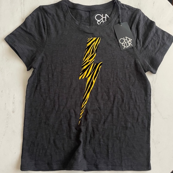 Chaser Black Graphic Tee with Zebra Lightning Bolt Size S - Picture 2 of 4
